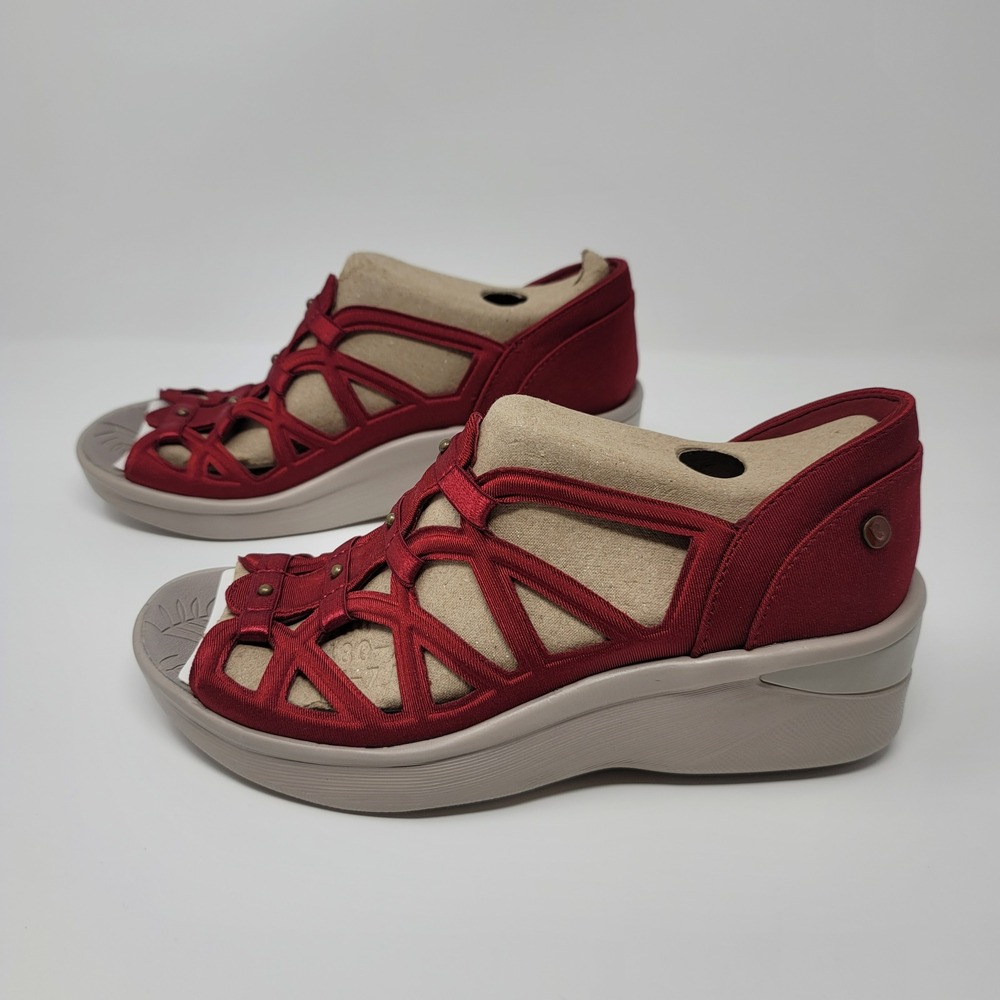 Bzees Women Sapphire Washable Gladiator Sandal Red SlipOn Wedge Lightweight 7.5M - Picture 3 of 9